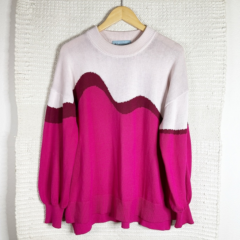 TUCKERNUCK pink Jersey striped crewneck cotton sweater S
